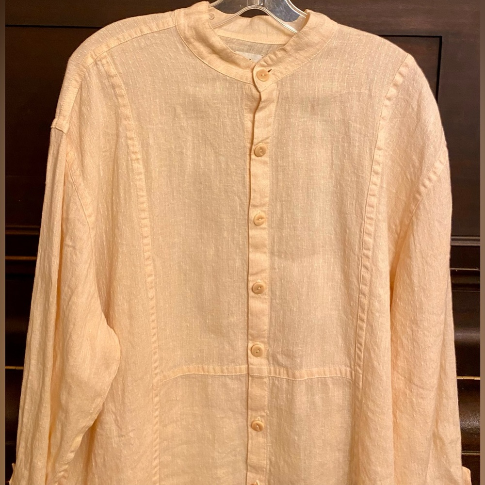 FLAX 100% Linen Pastel Peach Tunic / Top NWOT - Picture 2 of 6